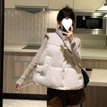 棉马甲女秋冬季2023新款防寒立领纯色百搭休闲宽松洋气棉坎肩外穿
