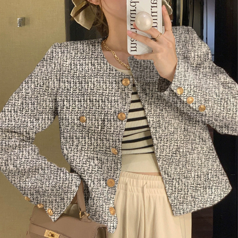 Короткая демисезонная куртка (стиль Chanel) женская, короткая твидовая, классический чёрный и элегантный белый