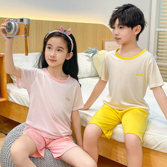 Children's Short Sleeve Set Lyocell Boy's T-Shirt Baby Summer Thin Children's Shorts for Big Kids Summer Clothing