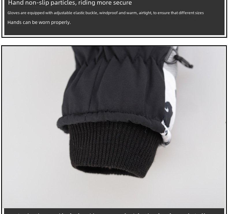 Winter Men's and Women's Cold-proof Fleece-lined Thickened Cotton Waterproof Non-slip Warm Riding Outdoor White Graffiti Ski Gloves_maomaolike.com