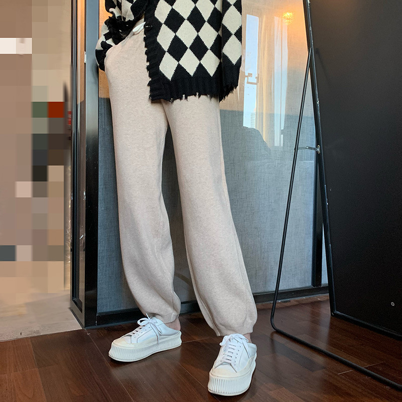 Slimming Solid Color Wool Retro Thickened Casual Pants Women's Korean Style Loose High Waist Trousers 2024 Winter New Slimming Solid Color Wool Retro Thickened Casual Pants Women's Korean Style Loose High Waist Trousers 2024 Winter New