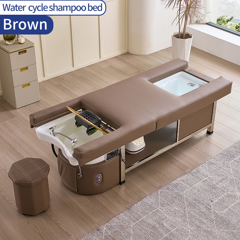 Cama eléctrica elevadora multifuncional para salón de belleza, cama de lavado de cabello, cama de masaje para terapia de cabeza, cama de masaje y cama de fumigación para circulación de agua