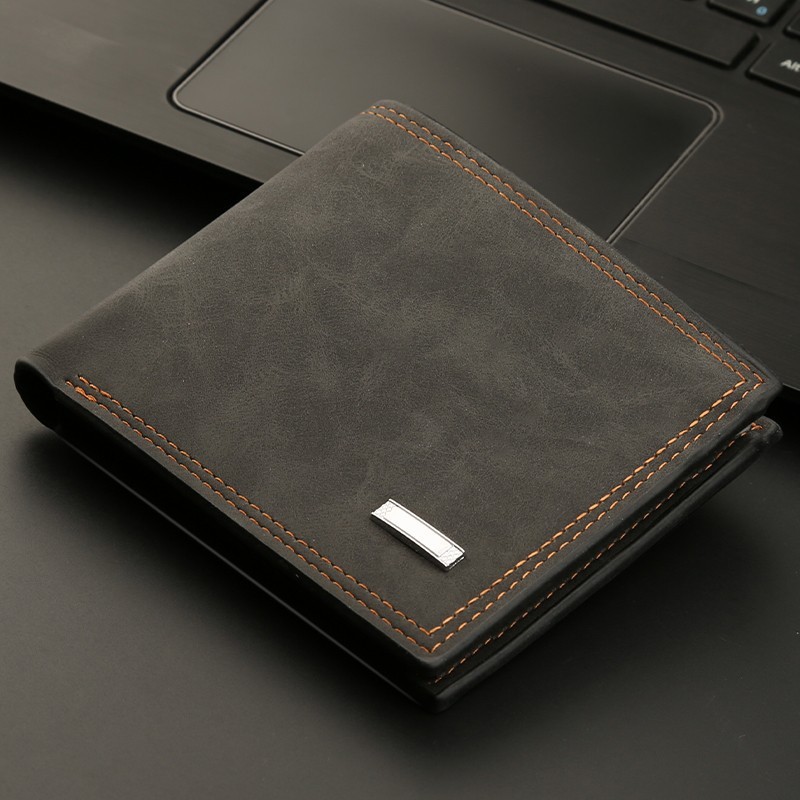 財布 メンズ ショート マルチカードスロット ジッパー付き財布 横型チケットホルダー レトロ ヌバックレザー シンプル|undefined