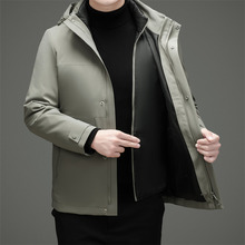 可脱卸鹅绒内胆羽绒服男冬新款连帽加厚防寒保暖中年时尚休闲外套