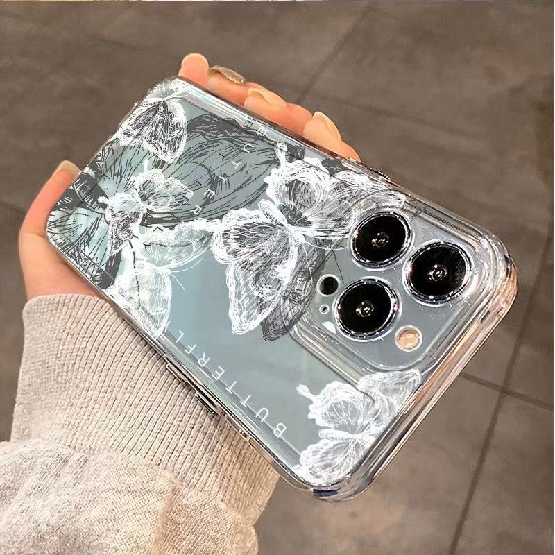 Boceto mariposa para iphone16promax funda para teléfono móvil Apple 15 anti-caída 14pro pintura china 13/12 nuevo