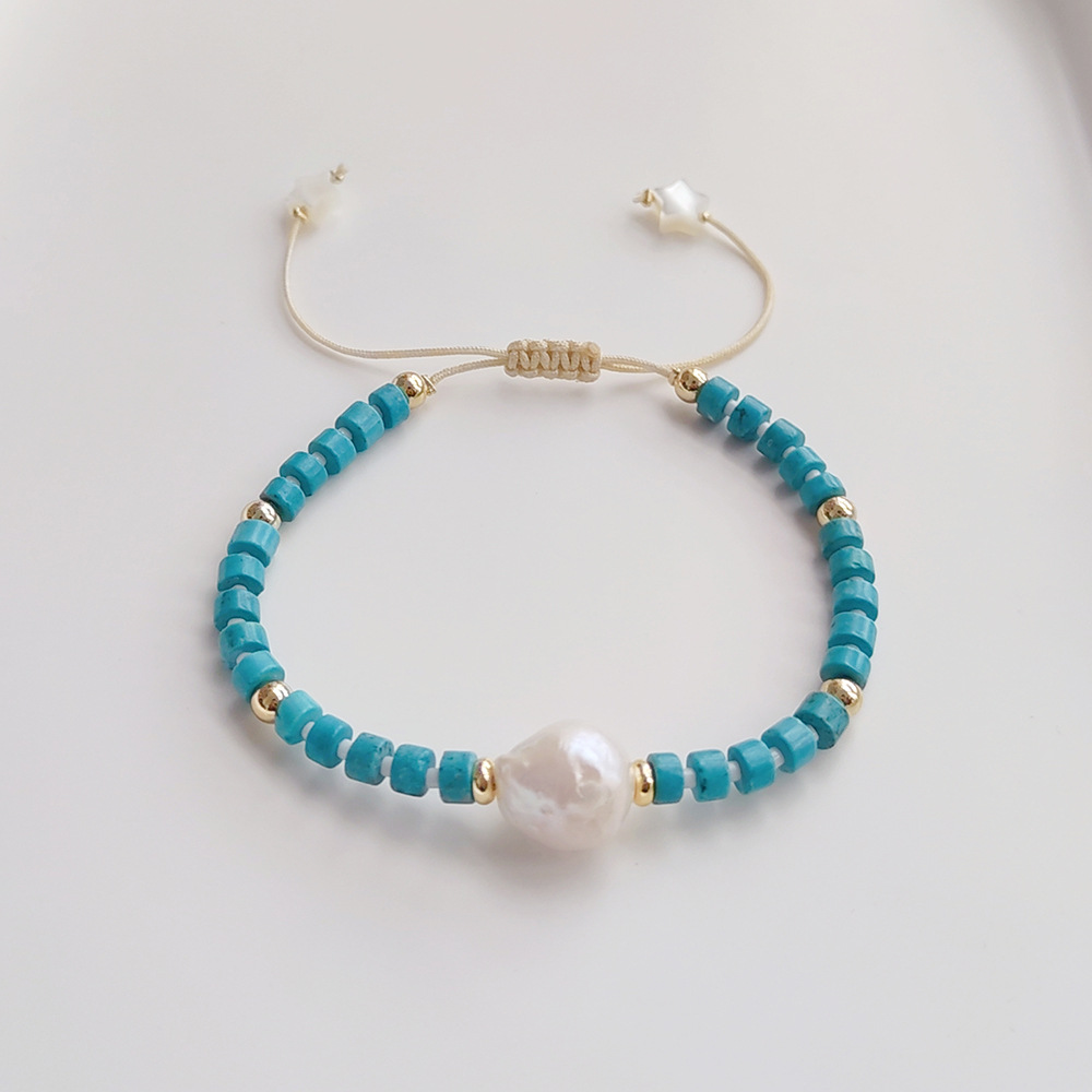 Fashion Geometric Turquoise Freshwater Pearl Knitting Bracelets display picture 3