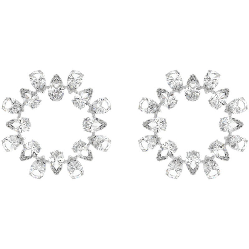 Glam Circle Water Droplets Alloy Inlay Artificial Crystal Women's Earrings display picture 2