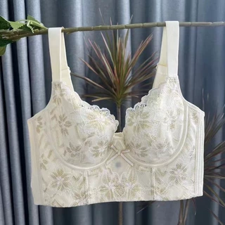 新款美容院蕾丝薄杯软钢圈女士内衣胸罩收副乳聚拢6扣调整型文胸