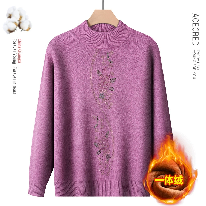 Бабушка осенний и зимний полувысокий воротник с бархатным свитером