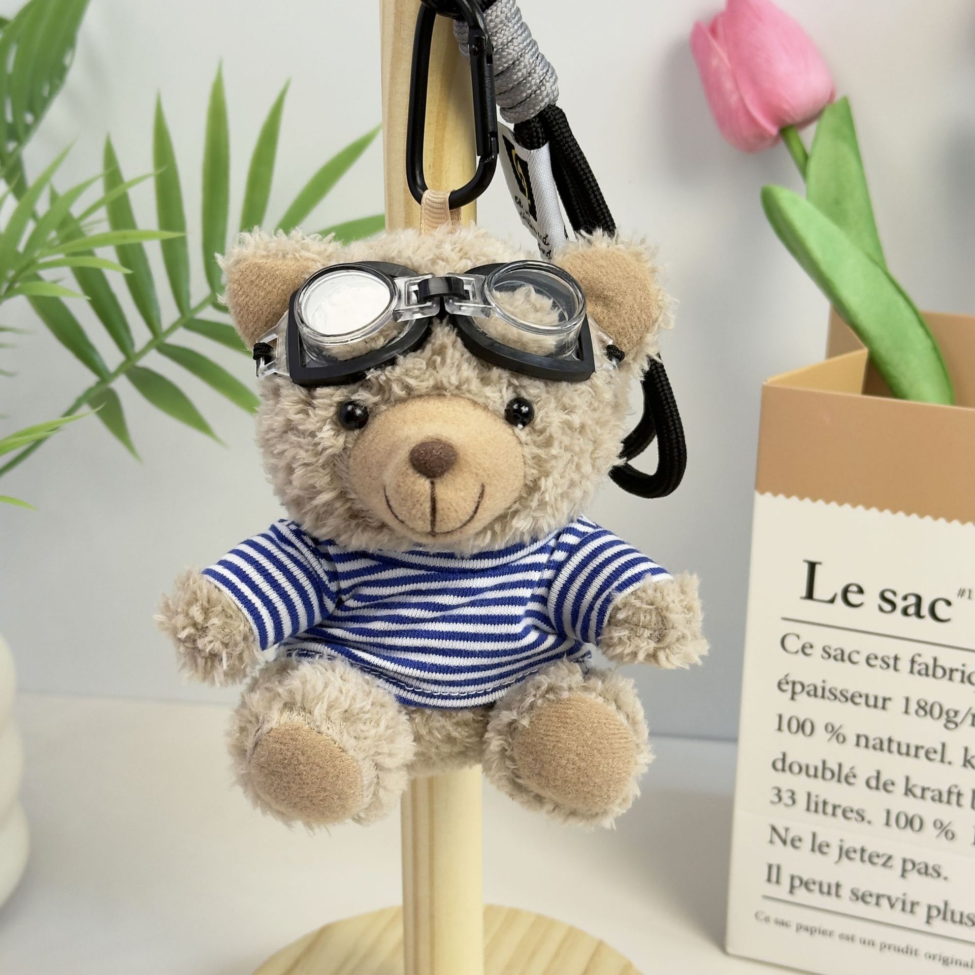 Suéter Teddy Bear Keychain bolsas colgantes muñecas de peluche creativas lindas gafas piloto Teddy Bear