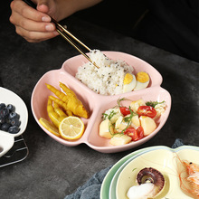 日式新款餐具格盤創意陶瓷分隔盤家用分菜盤三格分餐盤早餐碟子