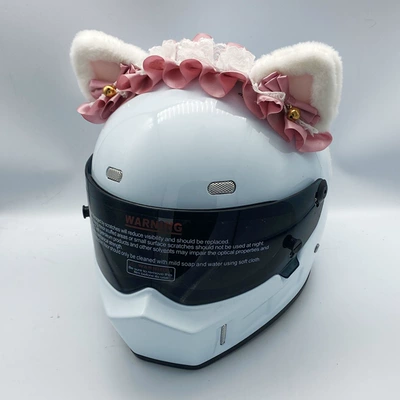 Motosiklet dəbilqələri Motorcycle Electric Car Male and - ornaments-do-not-include-helmet-three-dimensional-pointed-ear-white-pink-lotus-root-pink-silk-loita-headband-tail