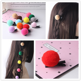 Cute dopamine hair ball children's small hairpin little fairy broken hair bangs clip sweet ins style soft cute headdress