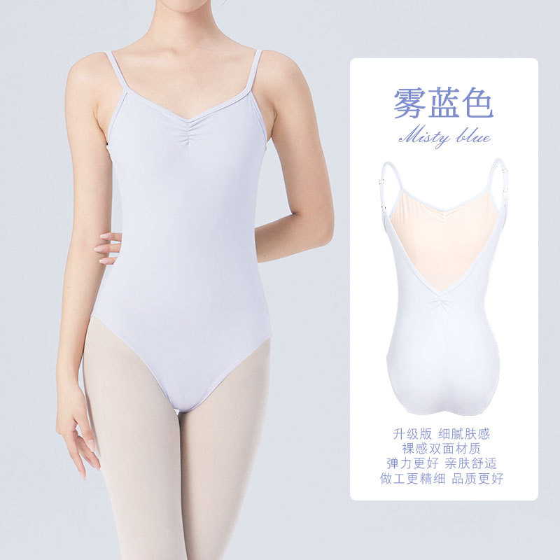Ropa de baile para adultos y mujeres, ropa de entrenamiento con tirantes de verano, ropa de cuerpo sin espalda grande de nailon, ropa de una pieza con tirantes ajustables