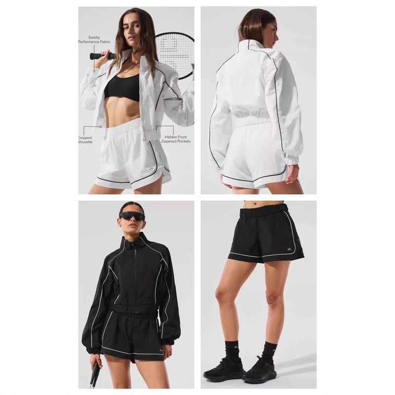 Spotaloyoga Slim Casual Sports Suit Long-Sleeved Cardigan Sun Protection Jacket + Wide Legs, Short, Light and Comfortable