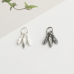 s925純銀泰銀羽毛流蘇吊墜DIY手工串珠編繩手鍊項鍊掛件飾品配件