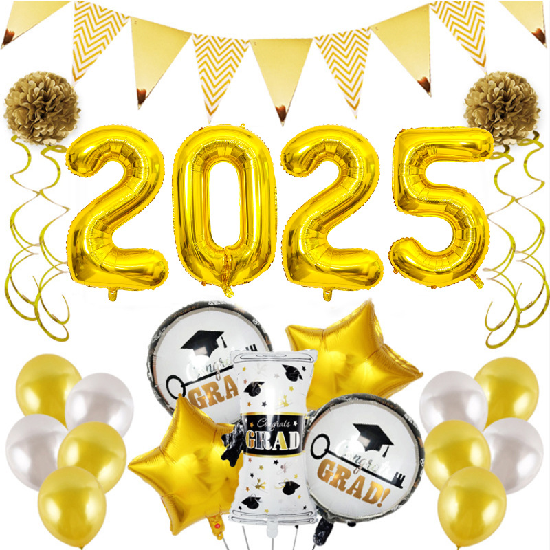 Juego de temporada de graduación 2025 decoración de globos de la temporada de graduación juego de globos de látex redondo de 12 pulgadas