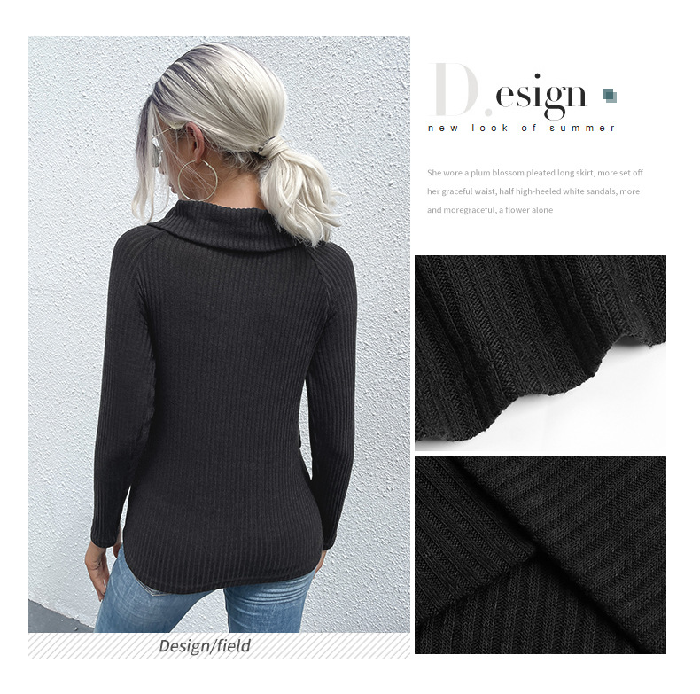Pullover maglione con spalle scoperte, vestibilità slim, scollo a V, tinta unita_voghion.com