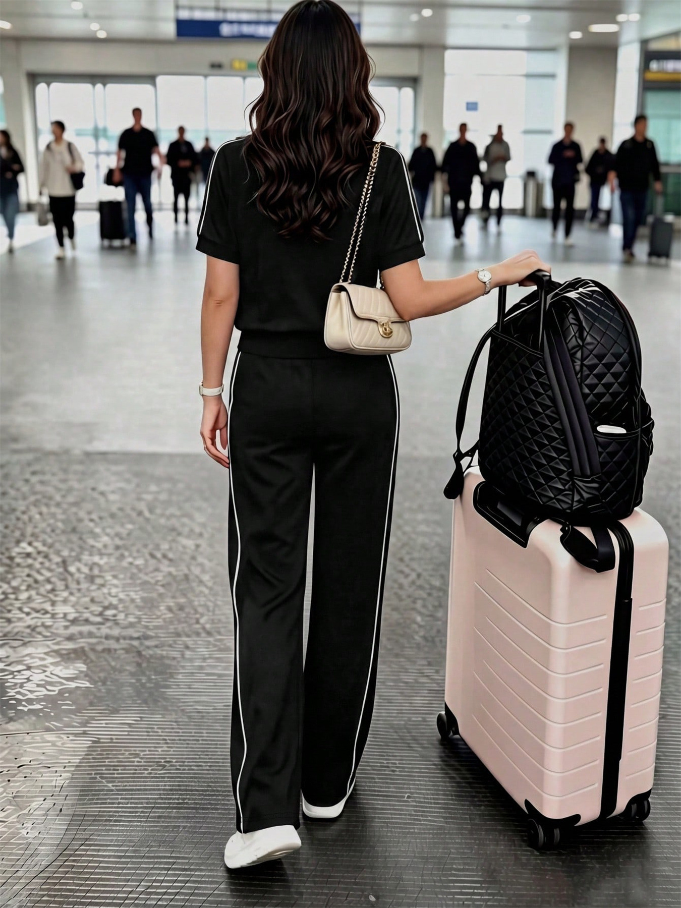 Women's Spring/Summer Short-Sleeved Two Piece Set European American Fashion Trendy Casual Regular Fit_ecoleips.com