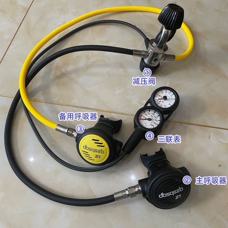 Buceo primero y segundo nivel cabeza válvula reductora de presión respirador regulador de espera Profundidad de presión triple medidor de equipo de buceo conjunto completo