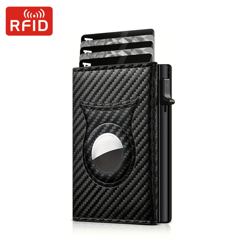 RFID Apple Airtag Men's Wallet Carbon Fiber Tracker Card Bag Three-fold Magnetic Buckle Wallet Change Wallet RFID Apple Airtag Men's Wallet Carbon Fiber Tracker Card Bag Three-fold Magnetic Buckle Wallet Change Wallet