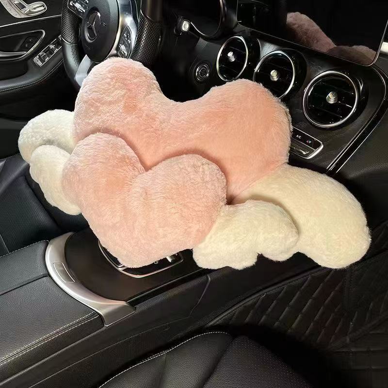 Car Heart-Shaped Pillow, Neck Pillow, Lumbar Support for Women, Creative Cute Plush Cushion, Car Seat Interior Accessory