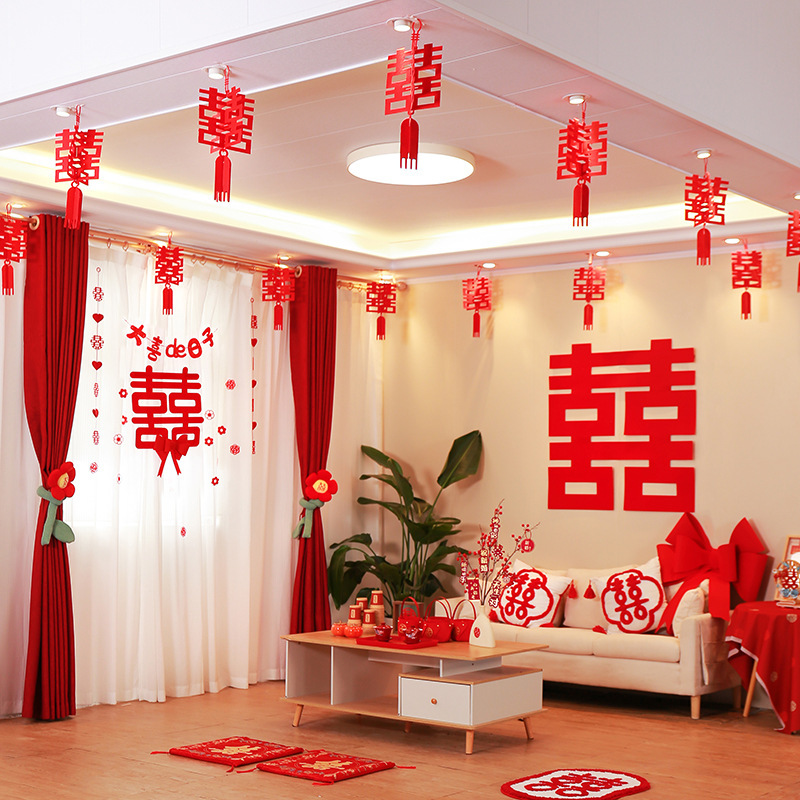 X&igrave; character hanging decoration living room hanging ornament fringe wedding bedroom decoration corridor new house wedding decoration decoration wedding supplies