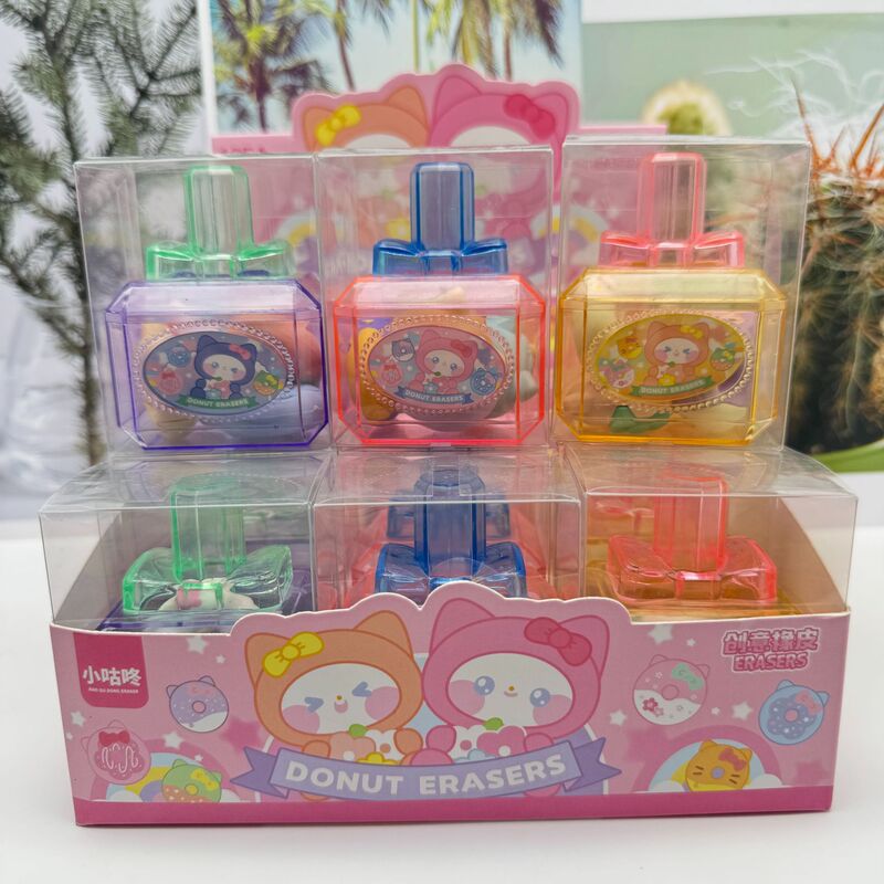 Cute Kloomi KT Cat Bow Cat Head Donut Eraser Storage Box Pencil Wipe Clean Stationery