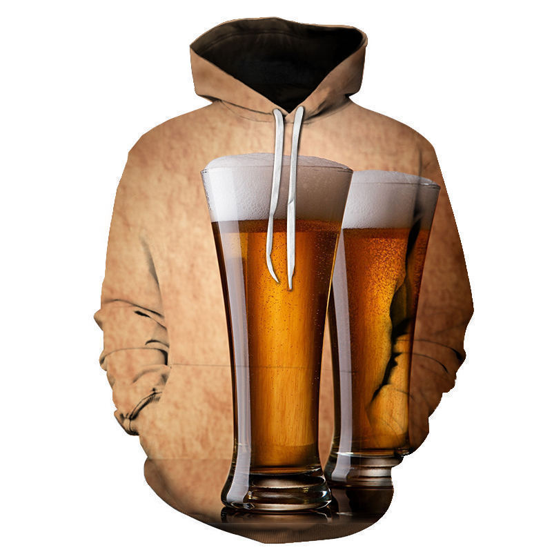 2023 Cross-Border New Style Beer Bubble Liquid Personalized Sweatshirt Trendy Digital 3D Printed Hoodie Men's Hoodie