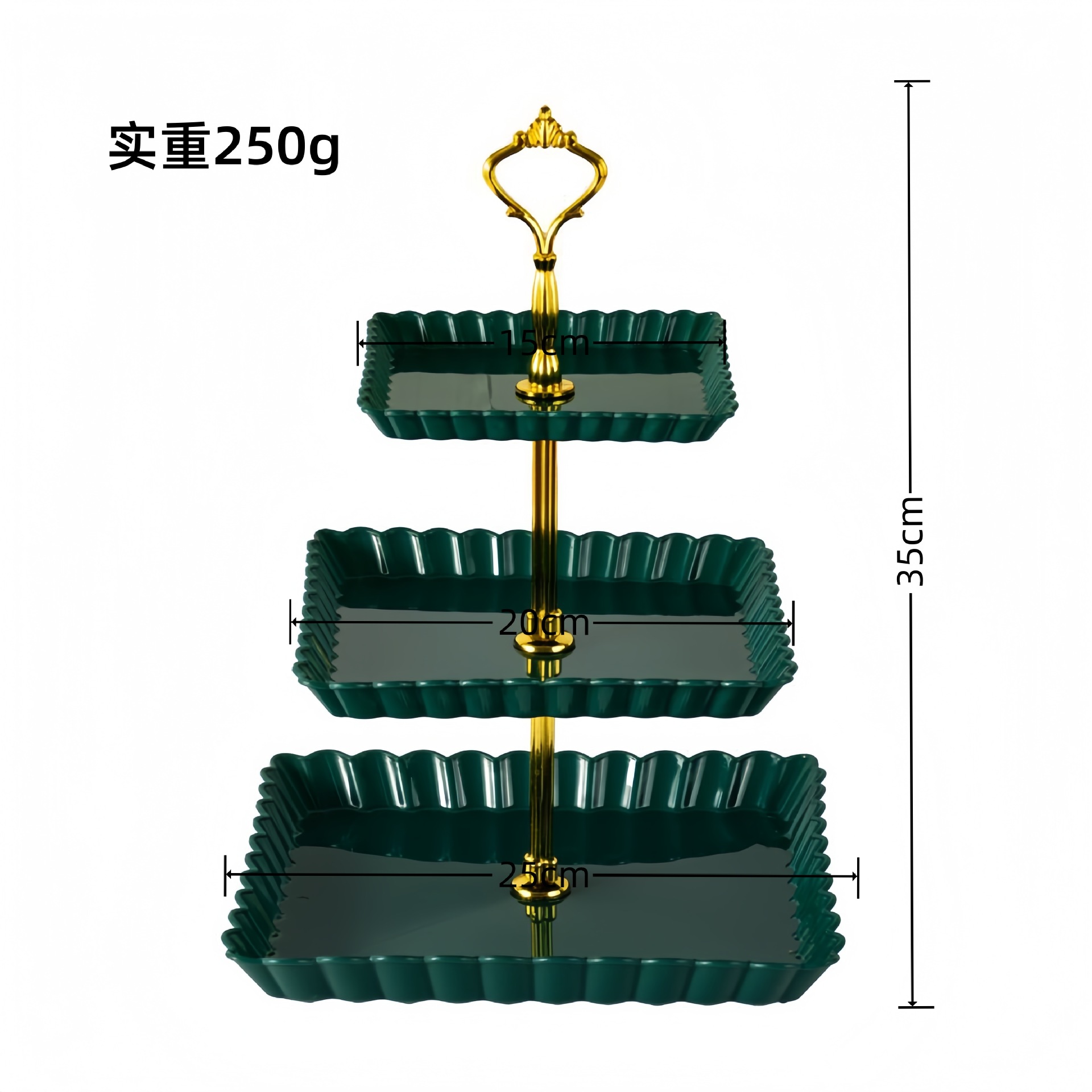 Plato de frutas de plástico transfronterizo de dulces de lujo ligero de alta calidad platos de dulces de recepción de boda de tres capas estante de almacenamiento de pastel