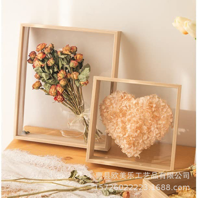 Wooden dried flower photo frame dried flower display frame desktop decoration floating photo frame desktop decoration solid wood embossed photo frame