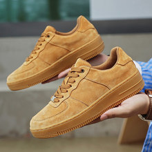 头层猪皮板鞋男系带手工缝线休闲皮鞋2025新品情侣休闲鞋大黄鞋子