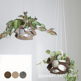 Adjustable Rope Leather Hanging Flower Pot Decorative Plant Faux Leather Hanging Basket Durable Round Bottom Plant Hanging Basket