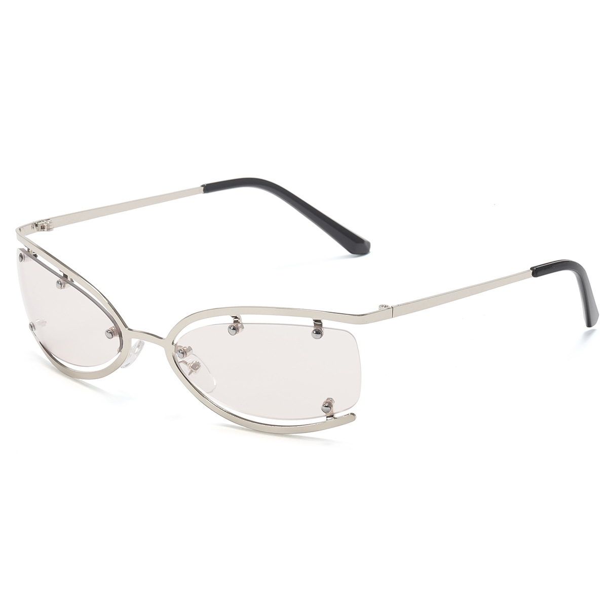 Y2g dulce fresco caliente chica metal gato ojo gafas de sol personalidad femenina futuro tecnología estilo gafas de sol cóncavo forma medio marco gafas