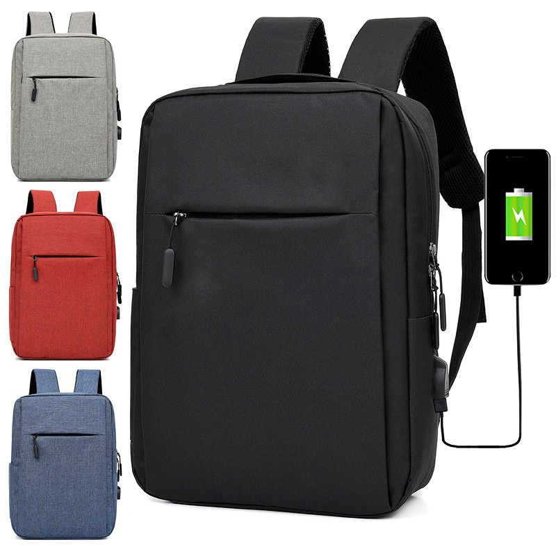 Venta al por mayor logotipo impreso transfronterizo mochila simple nueva mochila USB simple hombres y mujeres bolso de la computadora de negocios casual