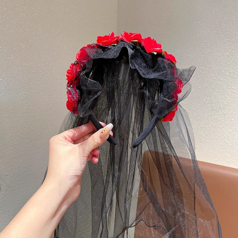 万圣节头饰红色小恶魔牛角毛绒发箍女搞怪头箍装扮拍照道具发饰品|undefined