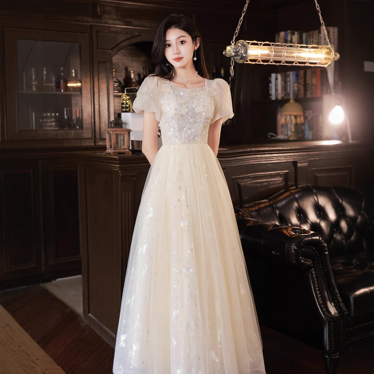 Evening Dress for Women 2026 New Style Vocal Performance Elegant Banquet Adult Ceremony Host Annual Meeting Dress with a High-End Feel