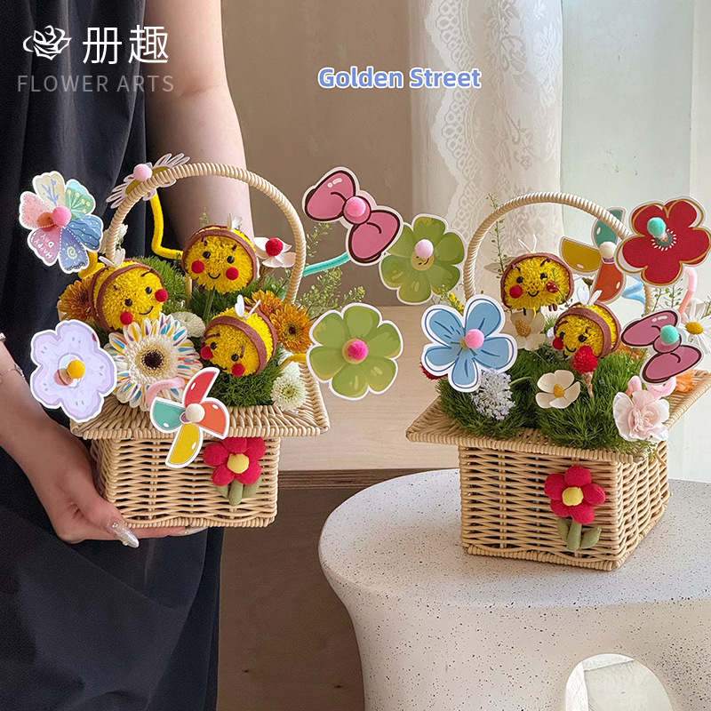 Palo retorcido Tarjeta de decoración de ramo Día del niño Aperitivos Caja de regalo de flores Tarjeta de inserción de bricolaje Materiales de floristería