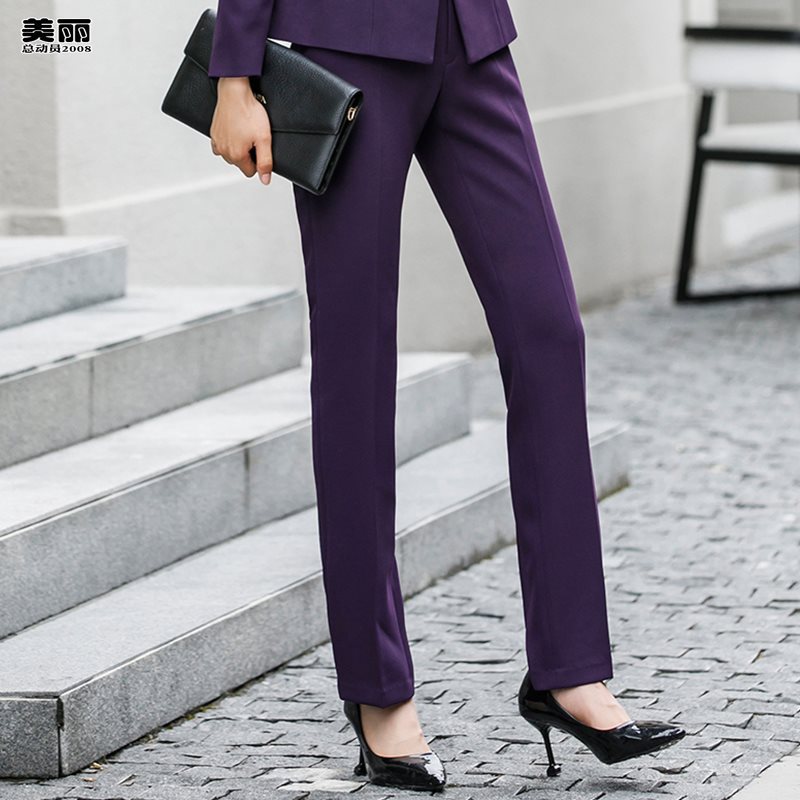 冬季新款工作西裤女职业直筒裤银行深紫色西装裤正装裤子多色可选