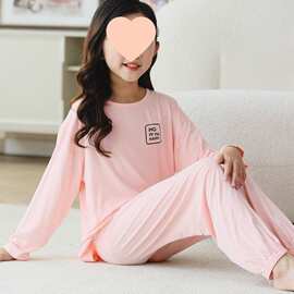 夏季儿童睡衣套装莫代尔九分袖男女童宝宝空调服薄款中大童家居服