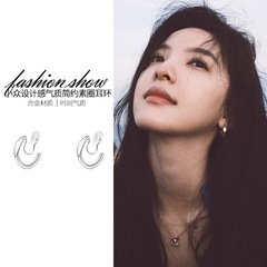 ins银色圈圈耳环女2025新款爆款耳钉小众独特高级感小耳圈耳夹饰