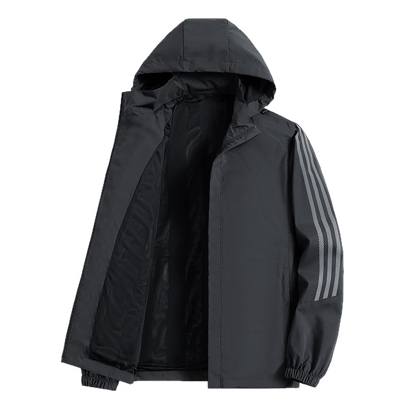 M - 8XL chaqueta deportiva de marca de moda masculina suelta con capuzas de tamaño grande americano de tres rayas chaqueta corta de primavera y otoño image 6