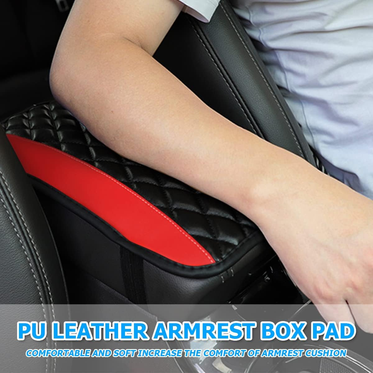Amazon's new car armrest box, suitable for all seasons, non-slip PU leather diamond-shaped central armrest pad, wholesale
