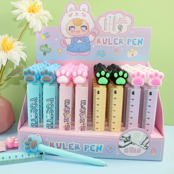 New Creative Trendy Student Exam Pen Trendy Ins Fresh Style Double-Sided Printed Ruler Gel Pen Wholesale