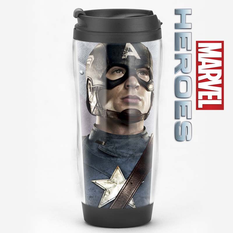 Equipo de EE. UU. Película de superhéroes que rodea al Capitán América Regalos Recuerdos de los fanáticos Taza de agua Taza de café con tapa