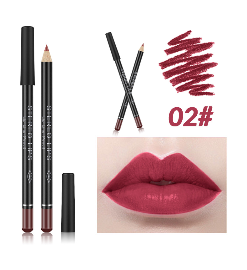 VIBELY European and American export matte non-stick cup lip liner lipstick 12-color line lip liner makeup cross-border wholesale undefined
