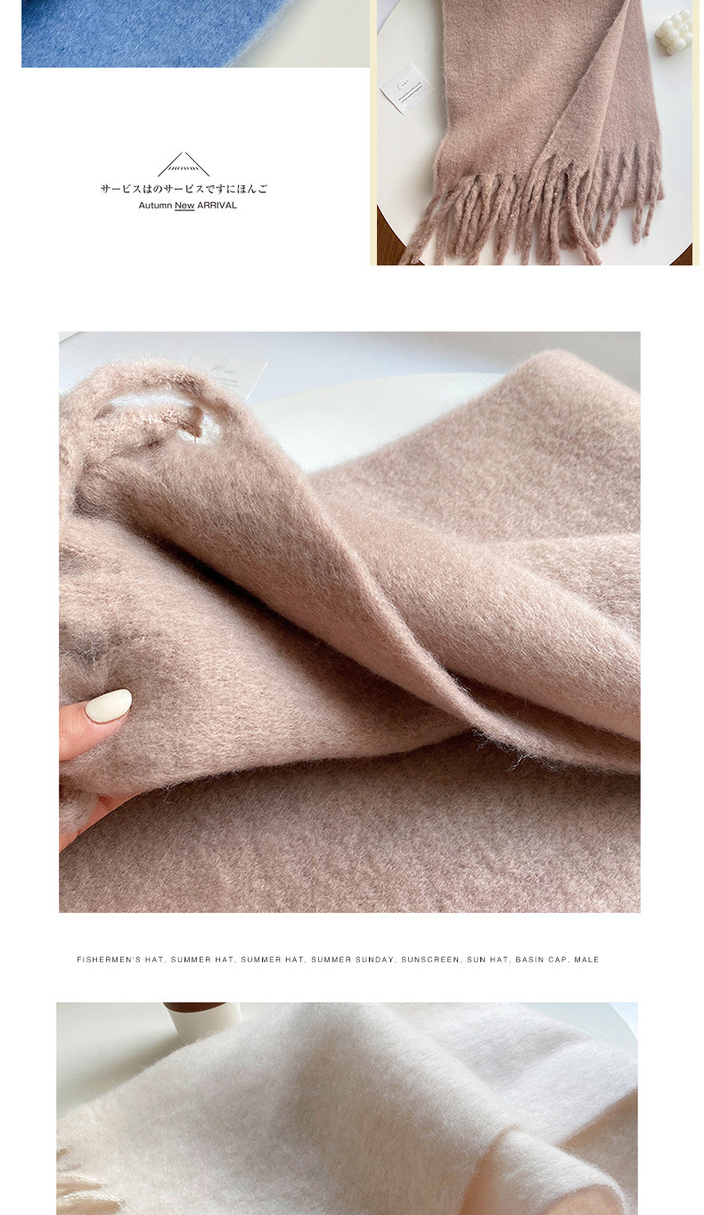 Fluffy Solid Scarf For Women Warm Winter Cashmere Style Shawl_voghion.com
