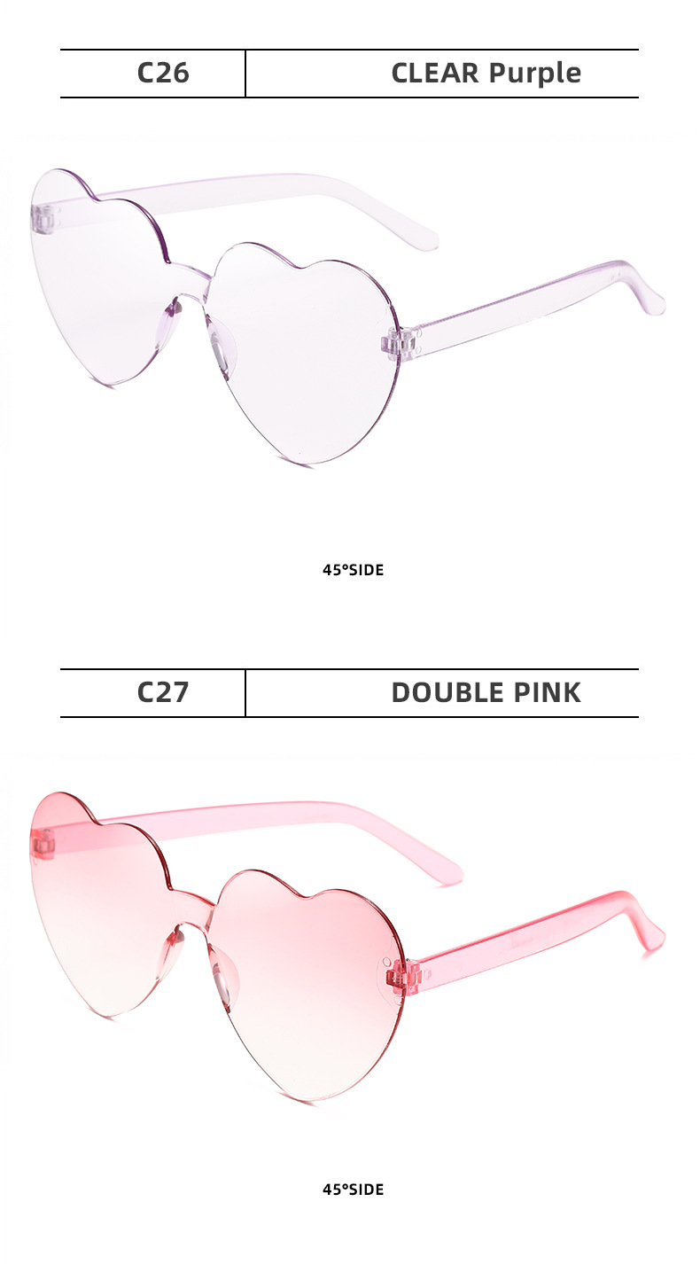 Casual Streetwear Heart Shape Pc Special-shaped Mirror Frameless Women's Sunglasses display picture 1