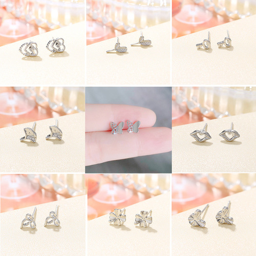 925 silver needle Korean sweet temperament ins earrings women's exquisite small earrings personalized earrings cute earrings jewelry