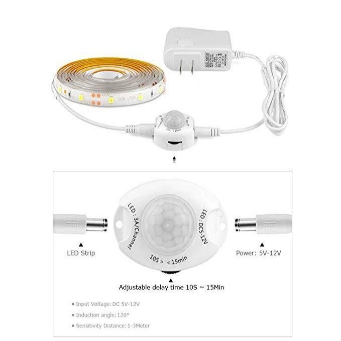 Lámpara de inducción junto a la cama con tira de luz de armario inferior a prueba de agua led, luz de control de luz inteligente del cuerpo humano, tira de luz infrarroja del cuerpo humano